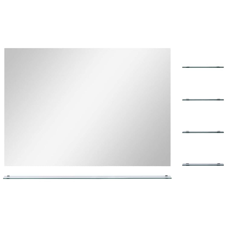 Miroir mural vidaxl avec 5 étagères 80x60 cm de couleur argentée