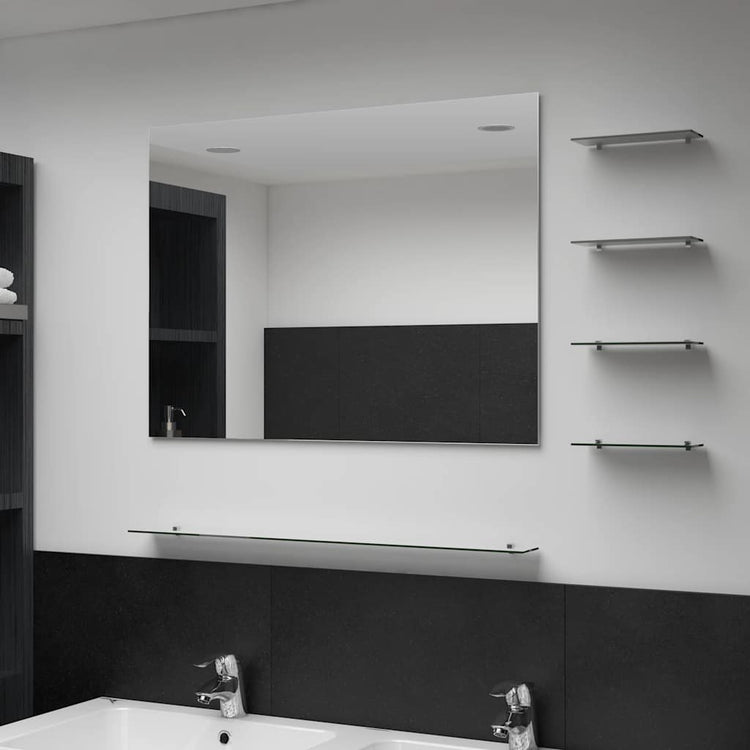 Miroir mural vidaxl avec 5 étagères 80x60 cm de couleur argentée