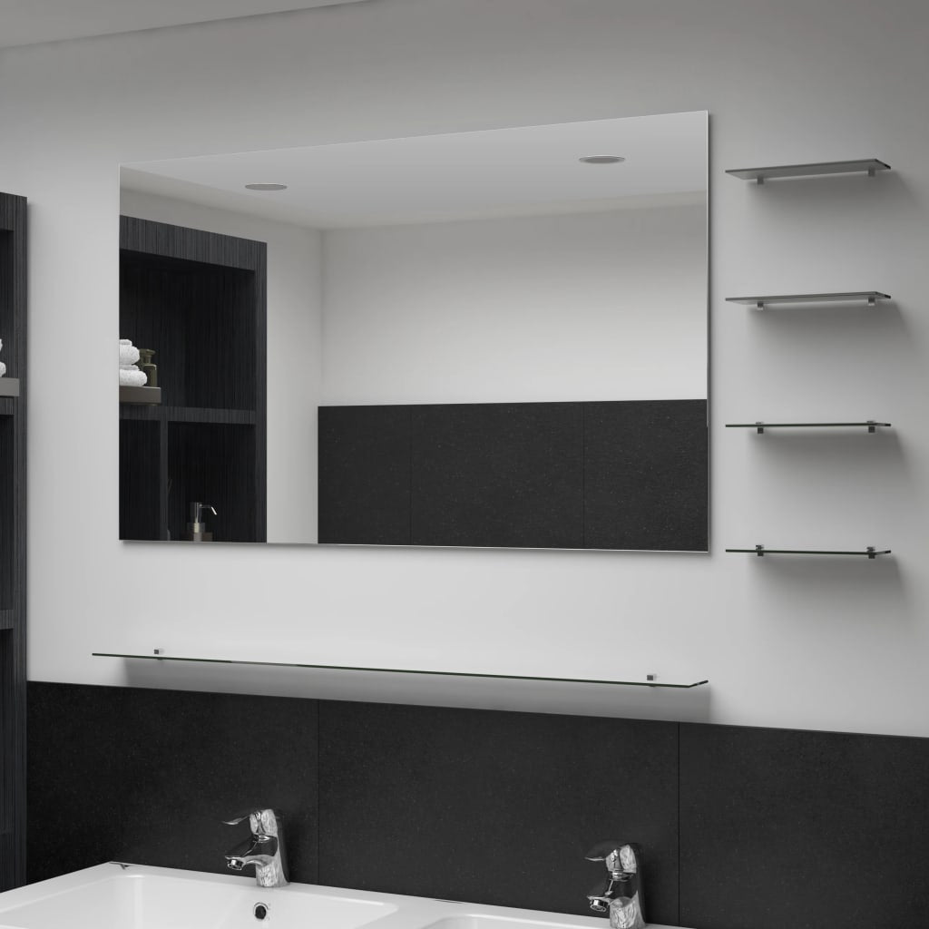 Miroir mural vidaxl avec 5 étagères 100x60 cm de couleur argentée