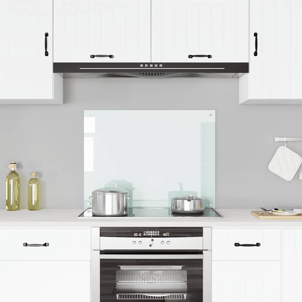 Vidaxl Splash Screen Kitchen 80x60 cm Verre labouré blanc