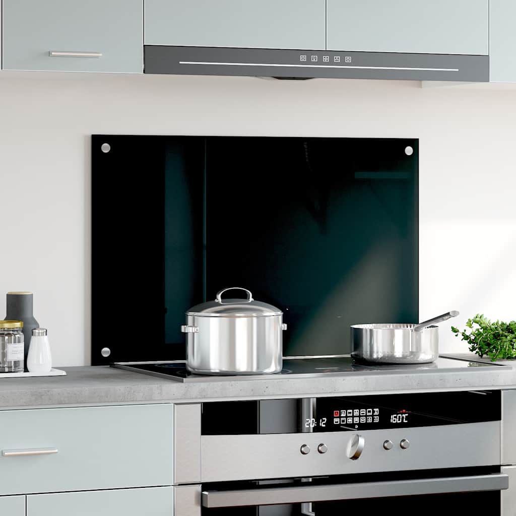 Vidaxl Splash Screen Kitchen 80x50 cm Verre durci noir