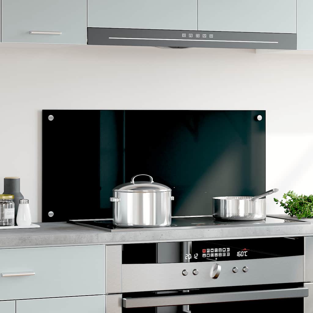 Vidaxl Splash Screen Kitchen 90x40 cm en verre durci noir