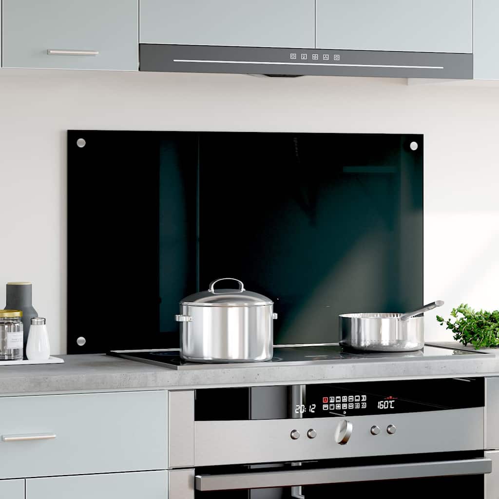 Vidaxl Splash Screen Kitchen 90x50 cm Verre durcie noir