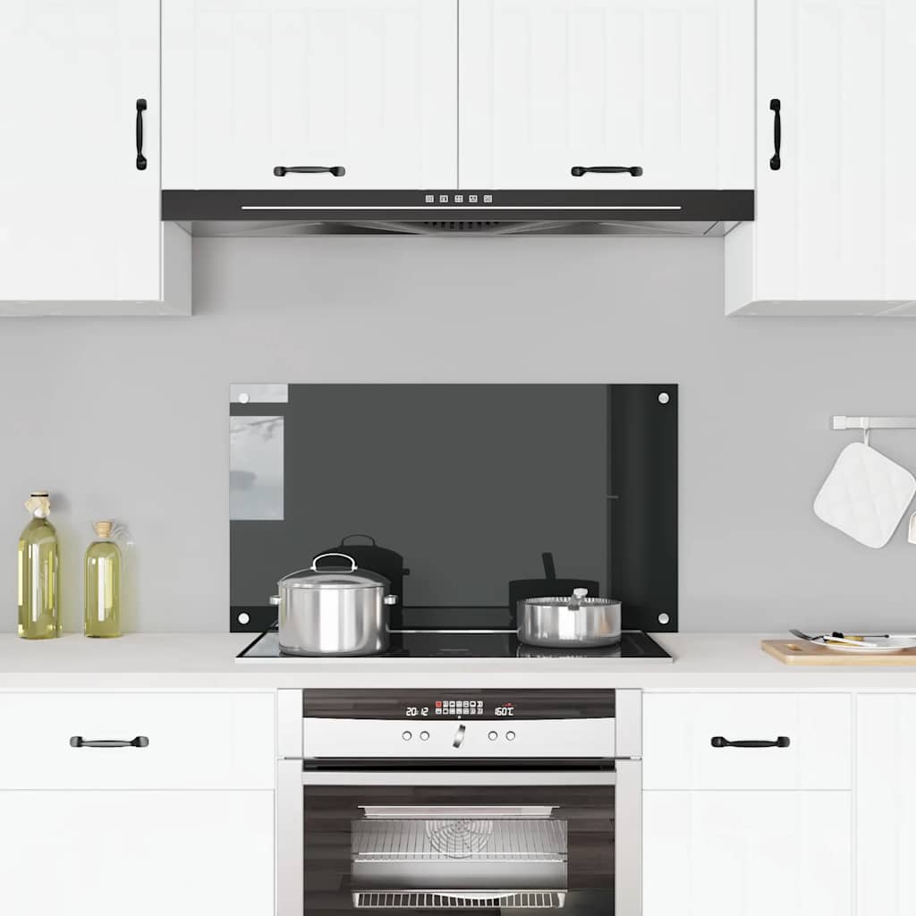 Vidaxl Splash Screen Kitchen 90x50 cm Verre durcie noir
