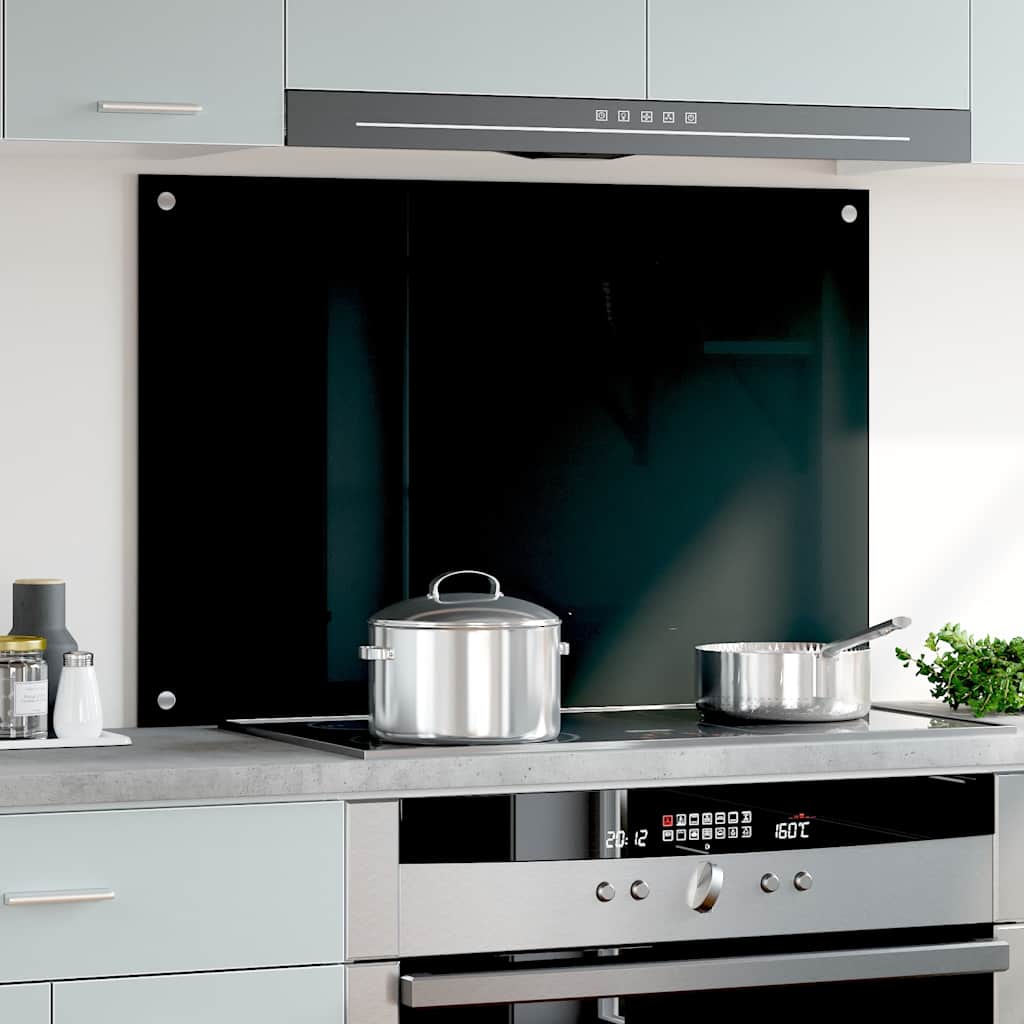 Vidaxl Splash Screen Kitchen 90x60 cm Verre durcie noir