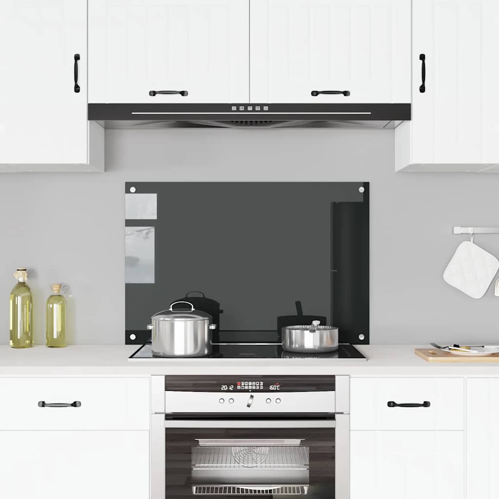 Vidaxl Splash Screen Kitchen 90x60 cm Verre durcie noir