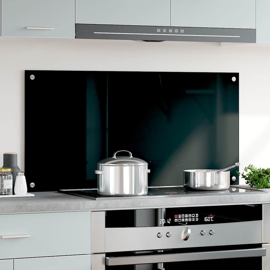 Vidaxl Splash Screen Kitchen 100x50 cm en verre trempé noir