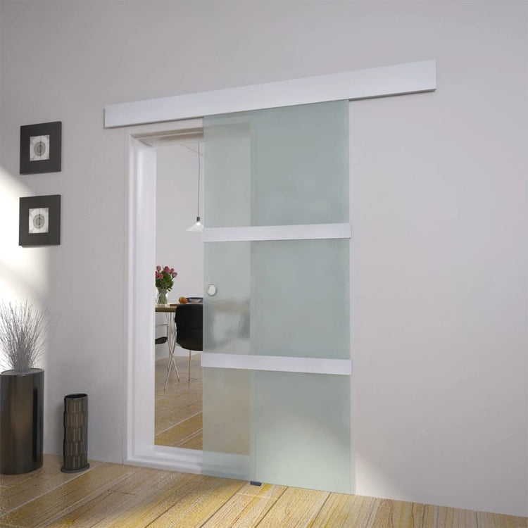 Vidaxl Porte coulissante 178 cm Verre et argent en aluminium de couleur
