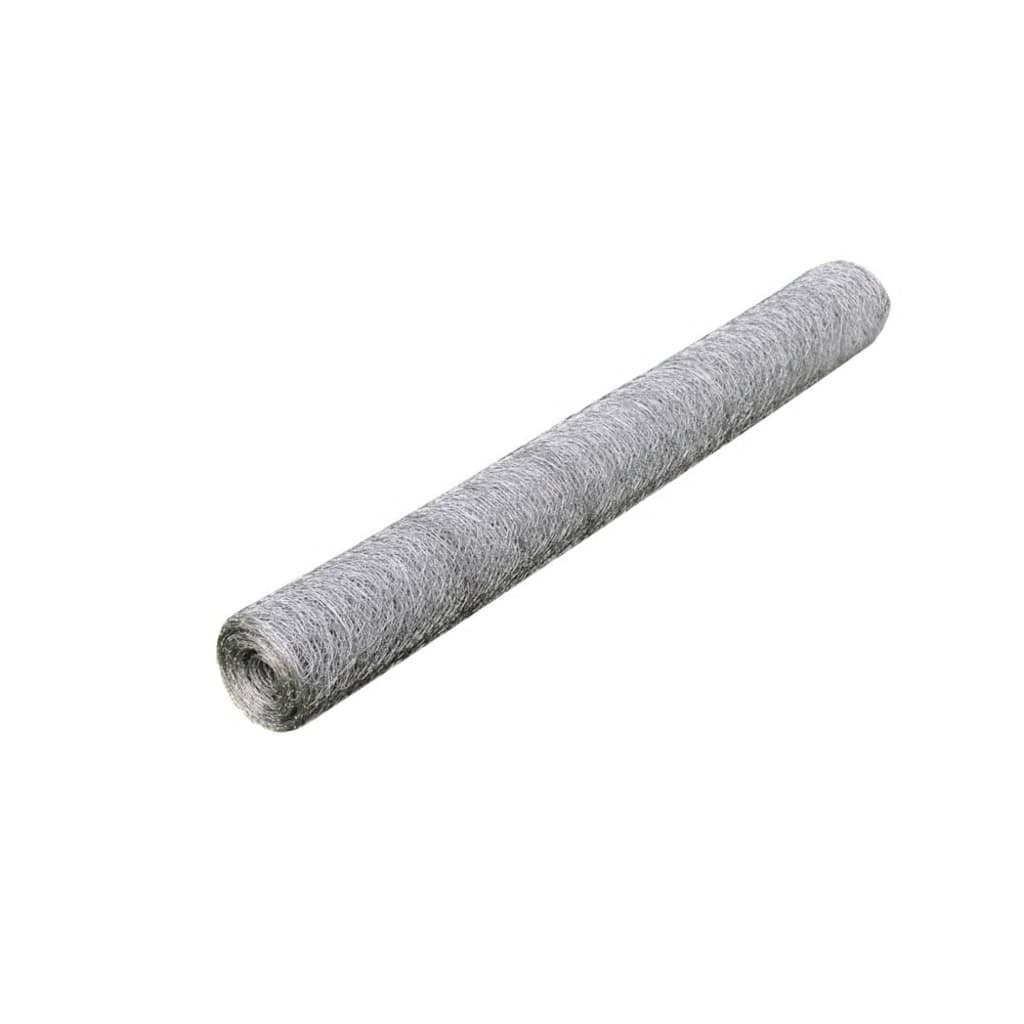 Vidaxl Mois de fil hexagonal 1x25 m Galvanisé en acier argent coloré