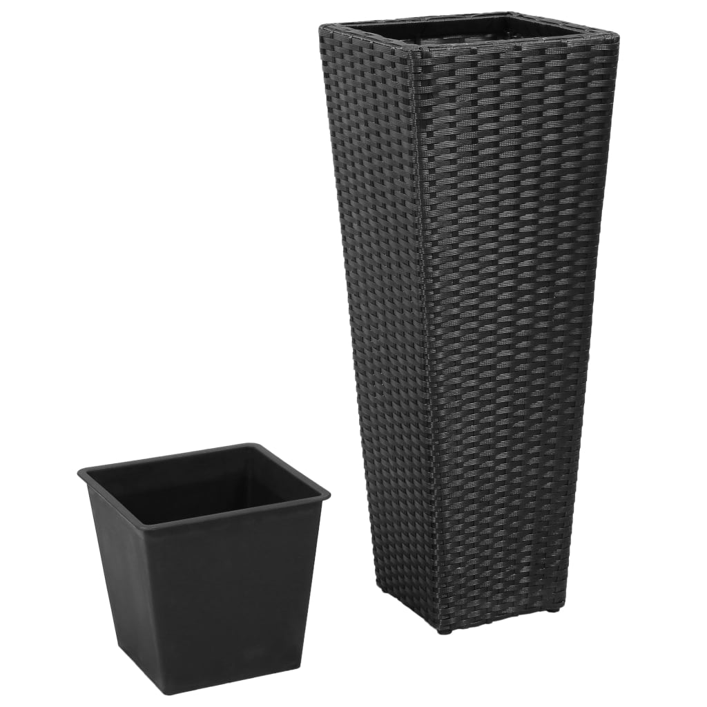 Vidaxl Planters a relevé le 3 St Poly Rattan Black