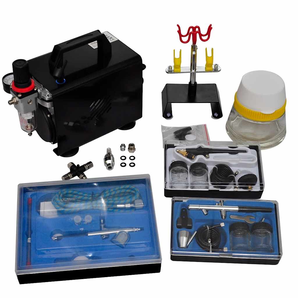 Ensemble de compresseur Vidaxl Airbrush avec 3 pistolets