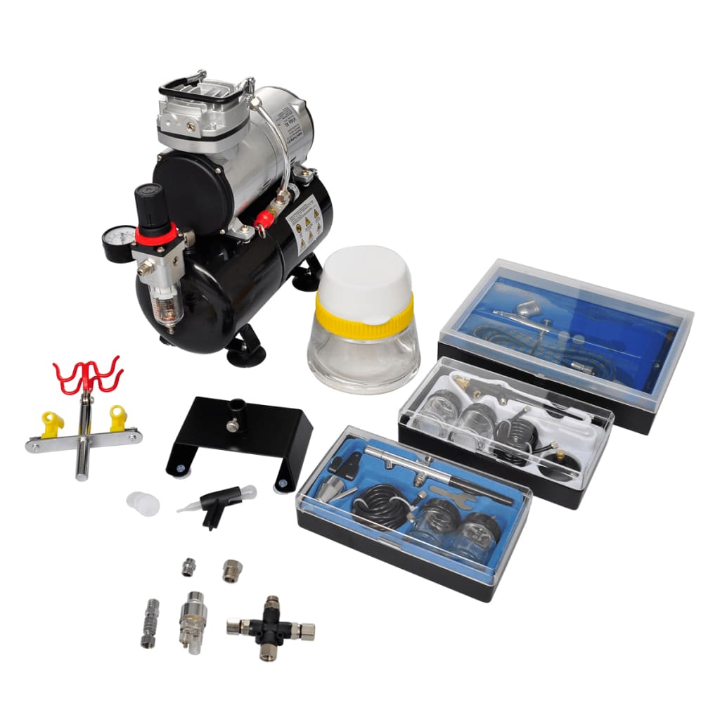 Ensemble de compresseur Vidaxl Airbrush avec 3 pistolets