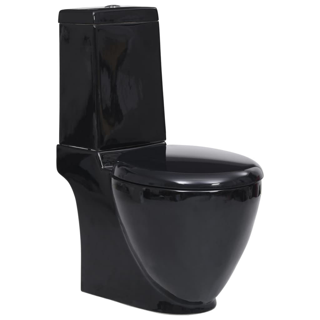 Toilettes vidaxl avec drain derrière le noir en céramique