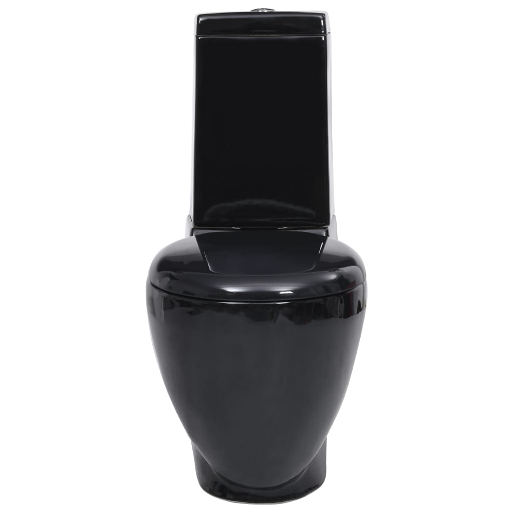 Toilettes vidaxl avec drain derrière le noir en céramique