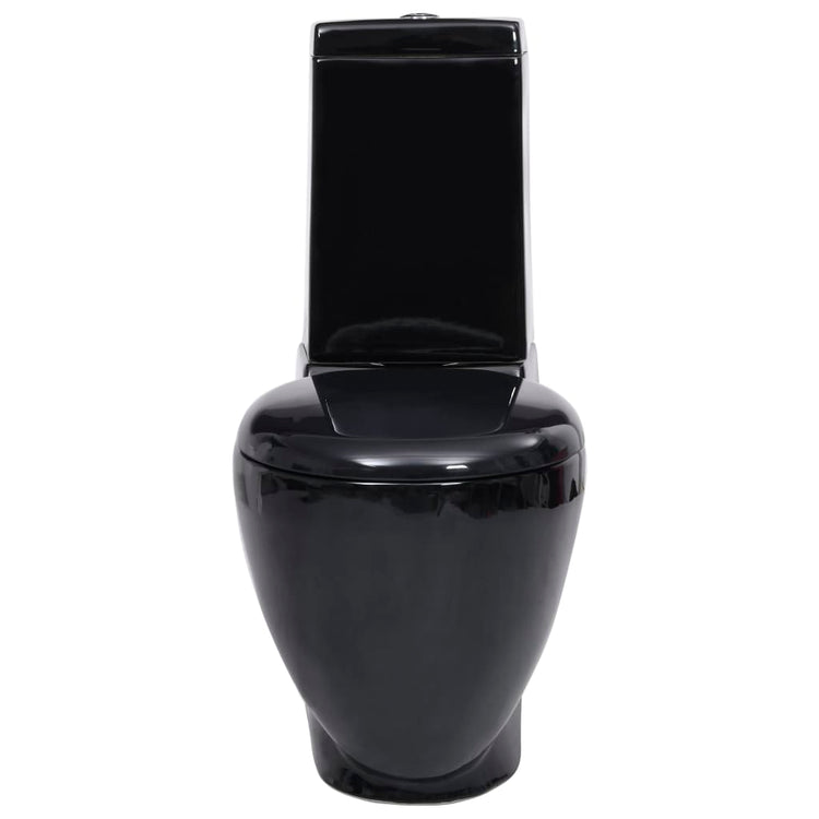Toilettes vidaxl avec drain derrière le noir en céramique