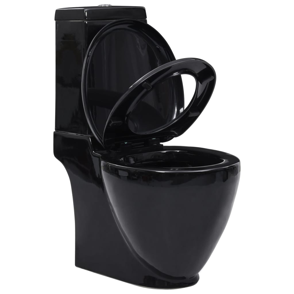 Toilettes vidaxl avec drain derrière le noir en céramique