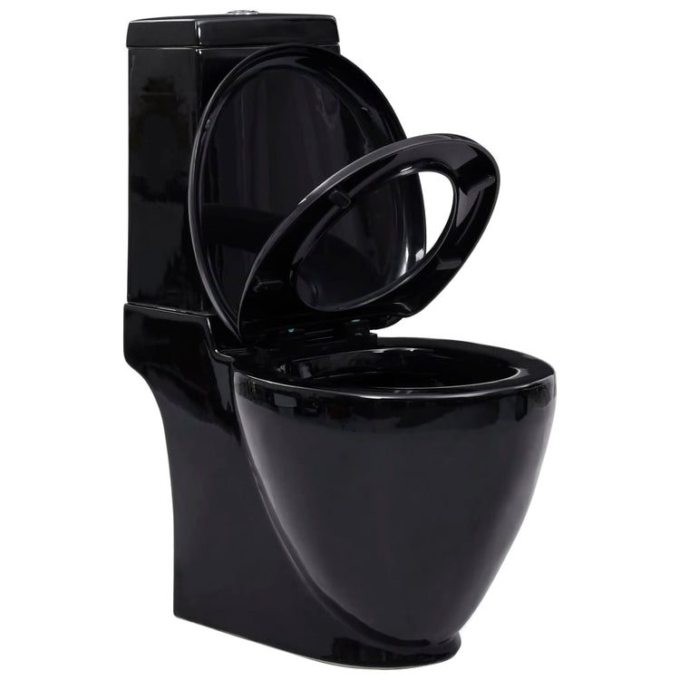 Toilettes vidaxl avec drain derrière le noir en céramique