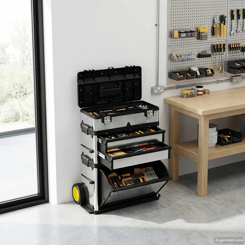 Vidaxl Tool Trolley Mobile 3 pièces
