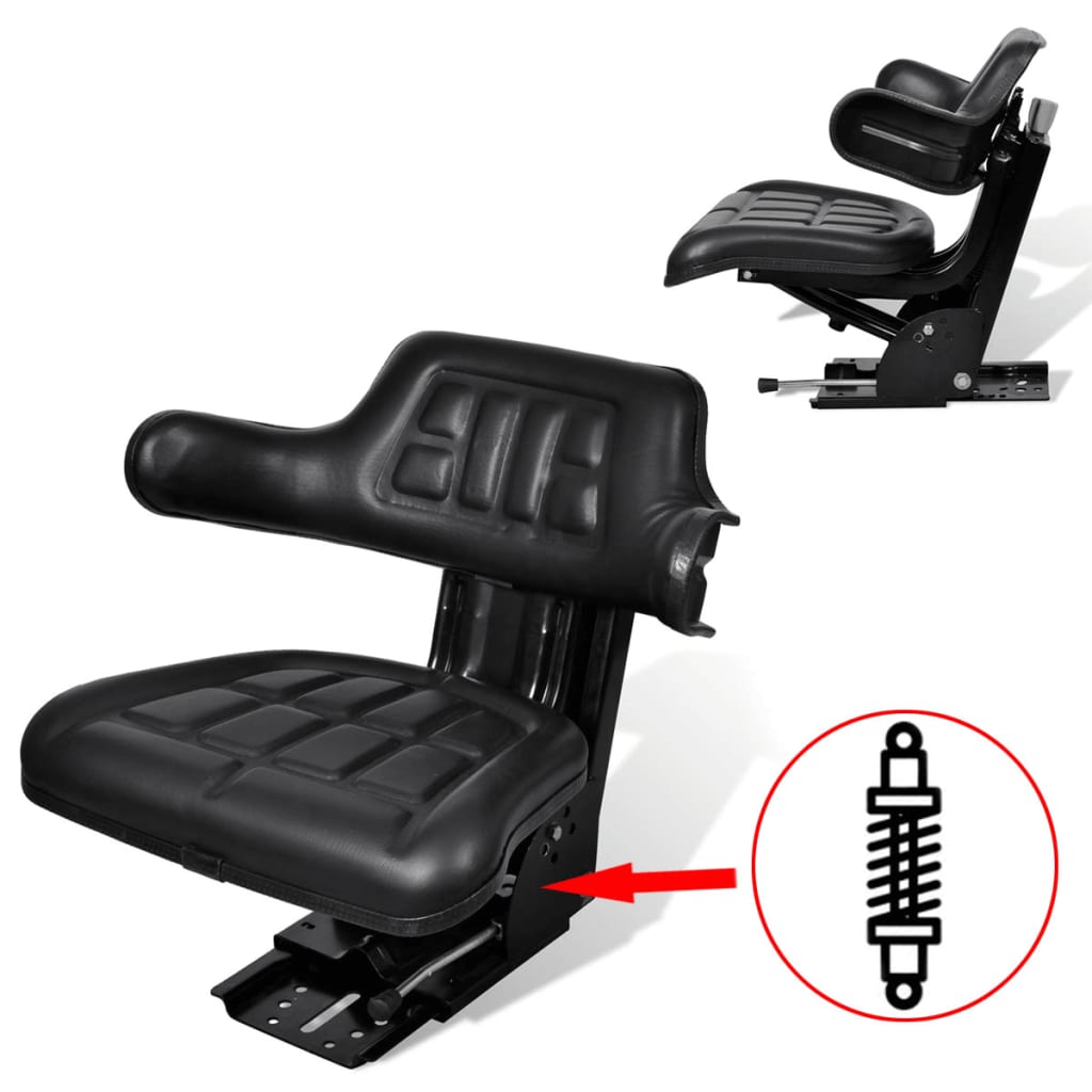 Chaise de tracteur Vidaxl avec suspension noire