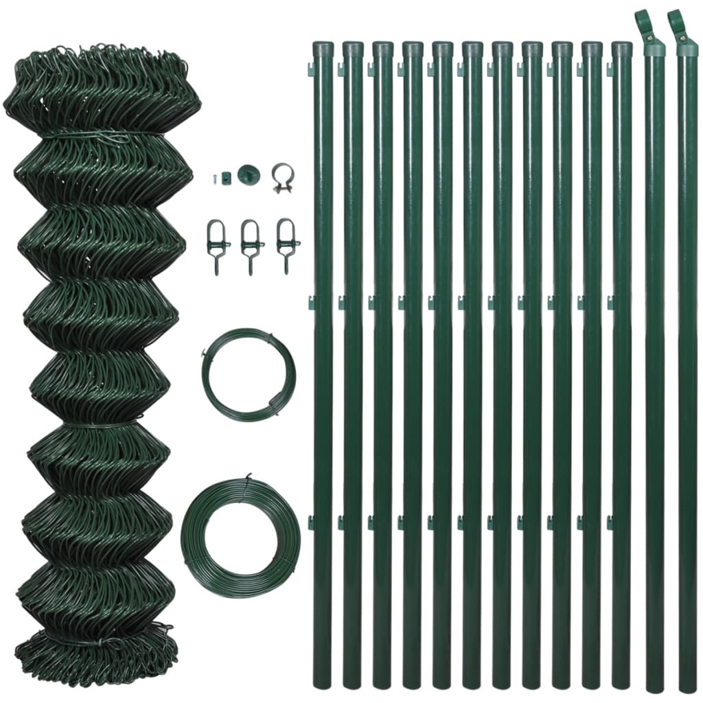 Vidaxl Gaashek avec des poteaux de 0,8x25 m en acier vert