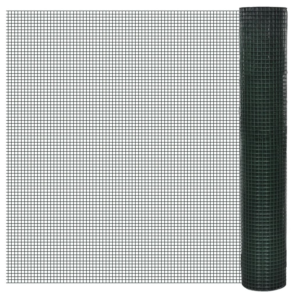 Vidaxl Poulet Fil 10x1 m Galvanisé Acier avec revêtement en PVC vert