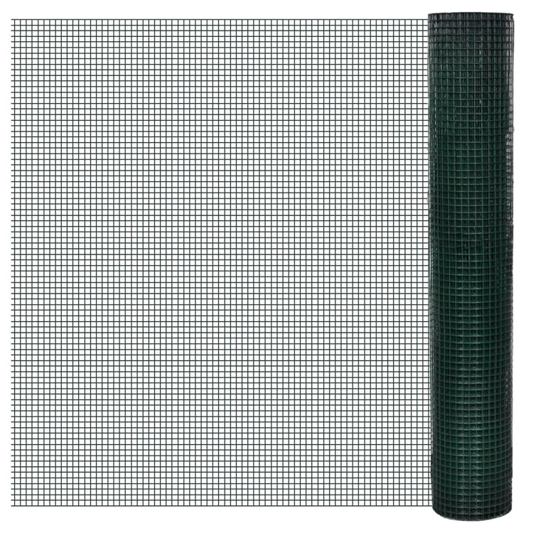 Vidaxl Poulet Fil 25x1 m Galvanisé Steel avec revêtement en PVC vert