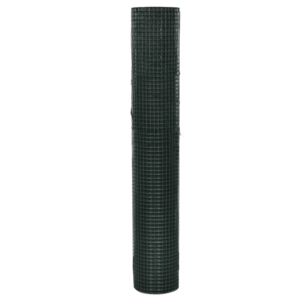 Vidaxl Poulet Fil 25x1 m Galvanisé Steel avec revêtement en PVC vert