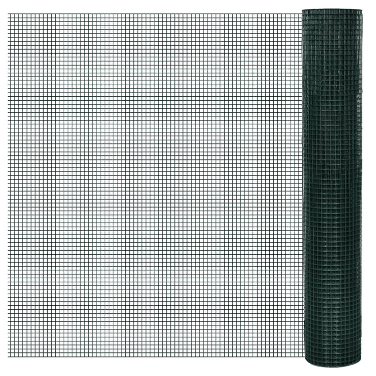 Vidaxl Poulet Fil 25x1 m Galvanisé Steel avec revêtement en PVC vert