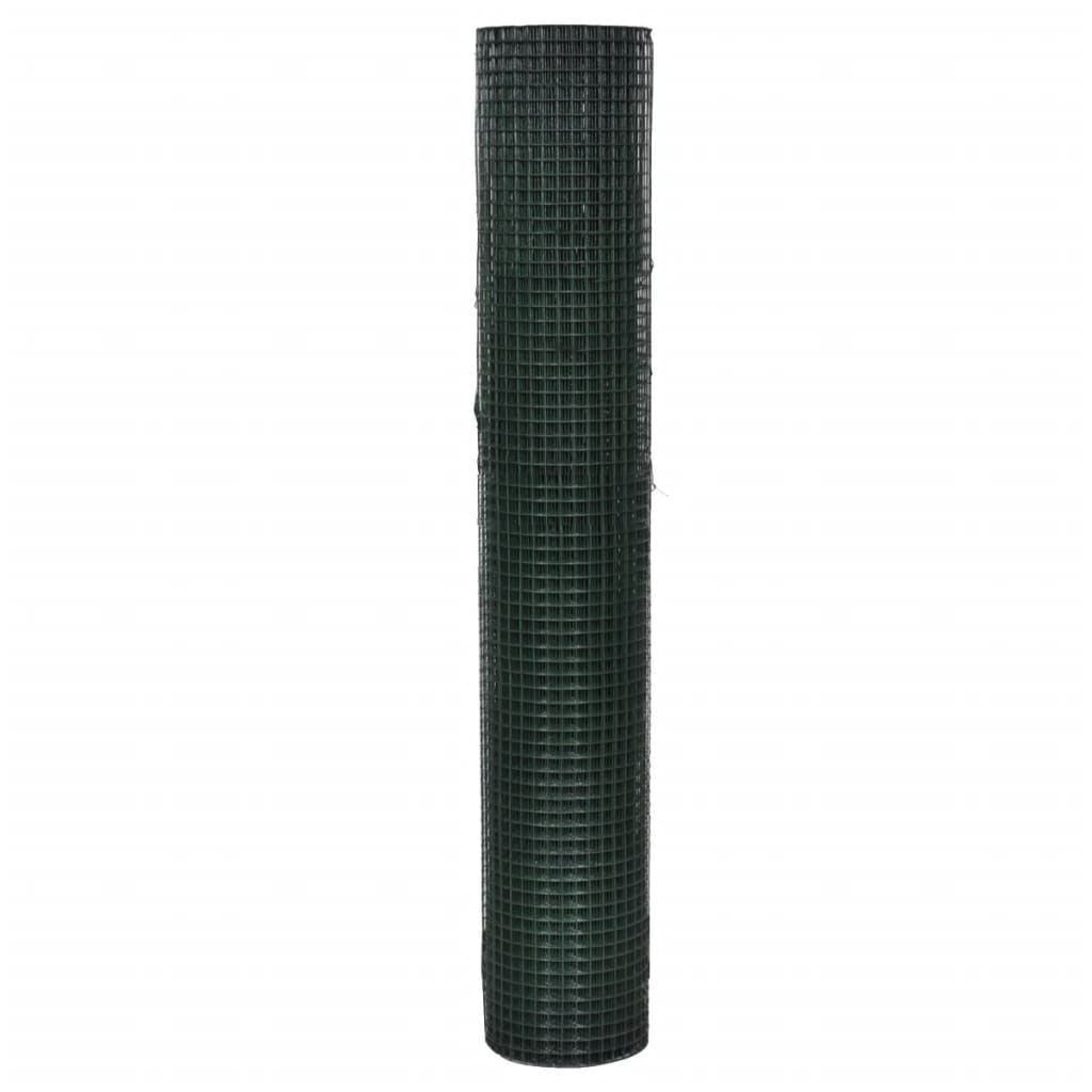 Vidaxl Poulet Fil 25x1 m Galvanisé Steel avec revêtement en PVC vert