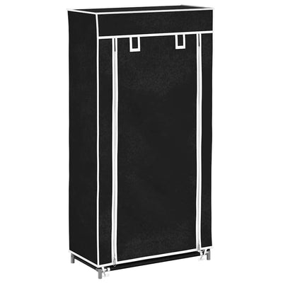 Armoire à chaussures vidaxl avec couvercle 58x28x106 tissu noir
