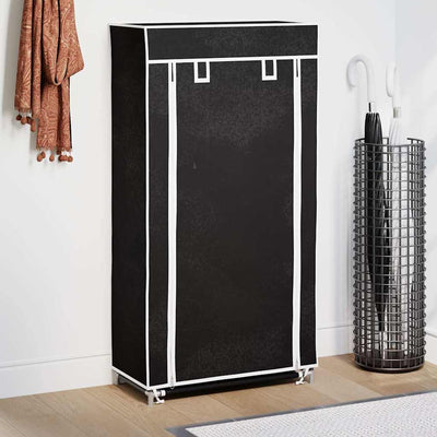 Armoire à chaussures vidaxl avec couvercle 58x28x106 tissu noir