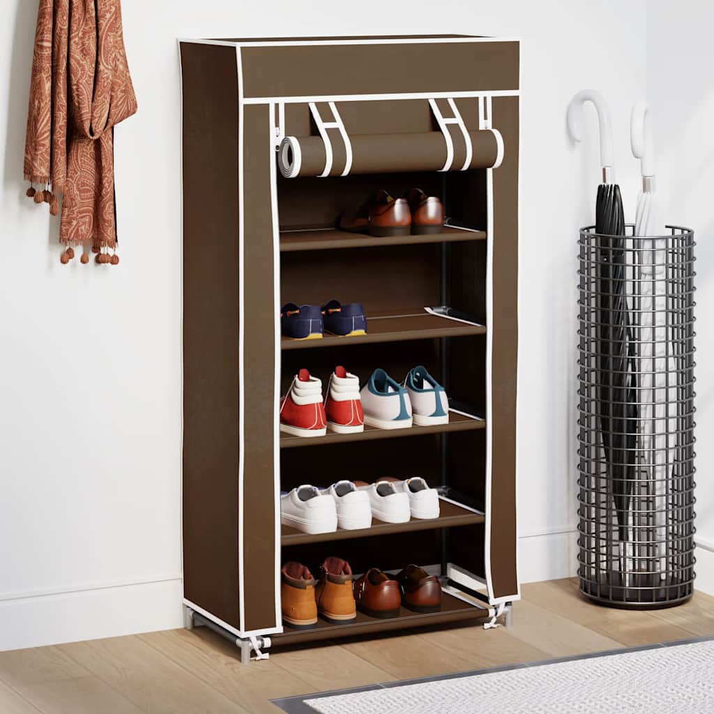 Rack de chaussures de tissu Vidaxl avec couvercle 58 x 28 x 106 cm brun