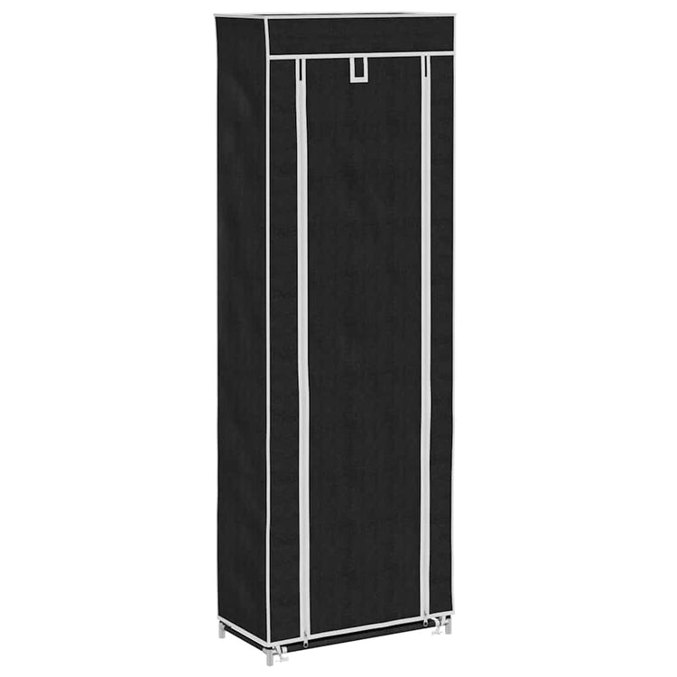 Armoire à chaussures vidaxl avec couvercle 57x29x162 tissu noir