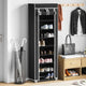 Armoire à chaussures vidaxl avec couvercle 57x29x162 tissu noir