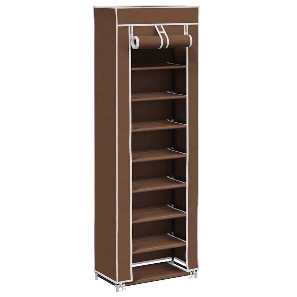 Rack de chaussures de tissu Vidaxl avec couvercle 162 x 57 x 29 cm brun
