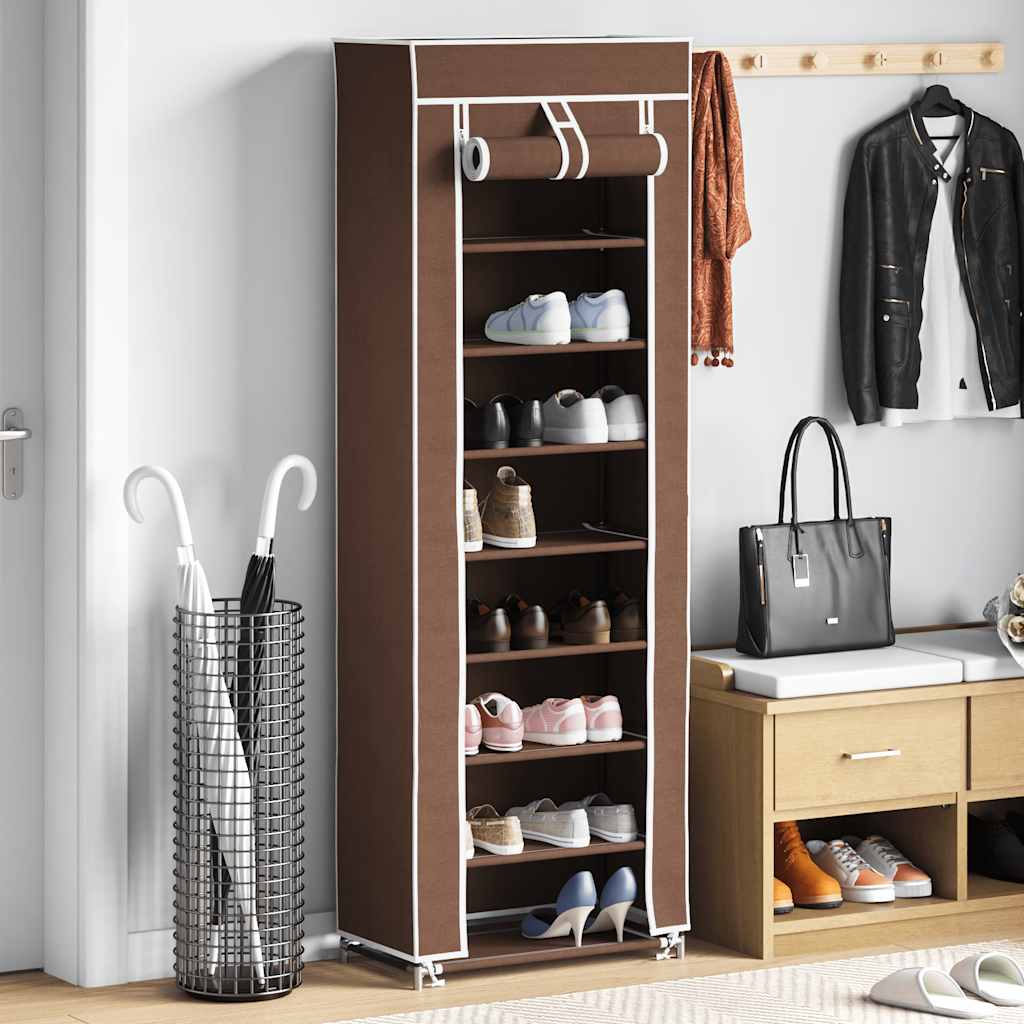 Rack de chaussures de tissu Vidaxl avec couvercle 162 x 57 x 29 cm brun
