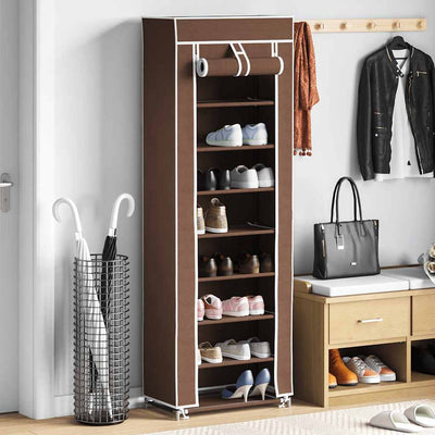 Rack de chaussures de tissu Vidaxl avec couvercle 162 x 57 x 29 cm brun