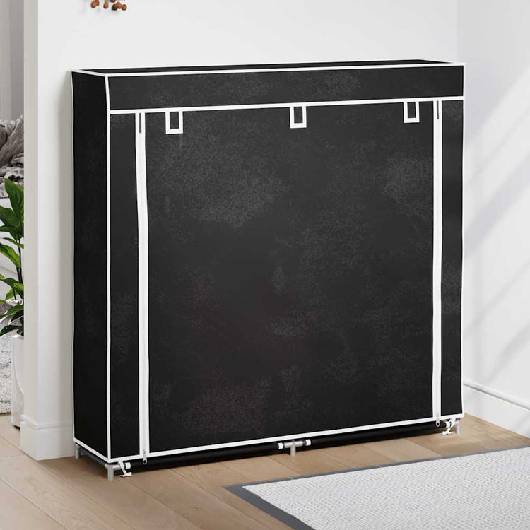 Armoire à chaussures vidaxl avec couvercle 115x28x110 tissu noir