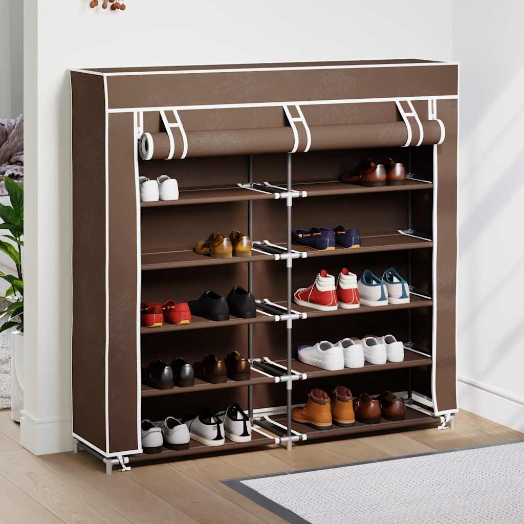 Armoire à chaussures Vidaxl avec couvercle 115x28x110 tissu marron