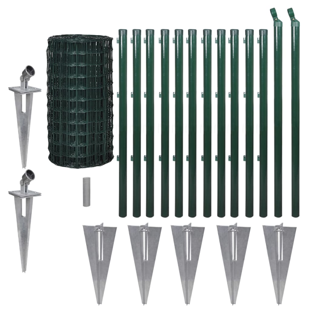 Vidaxl hek 25x0,8 m en acier vert