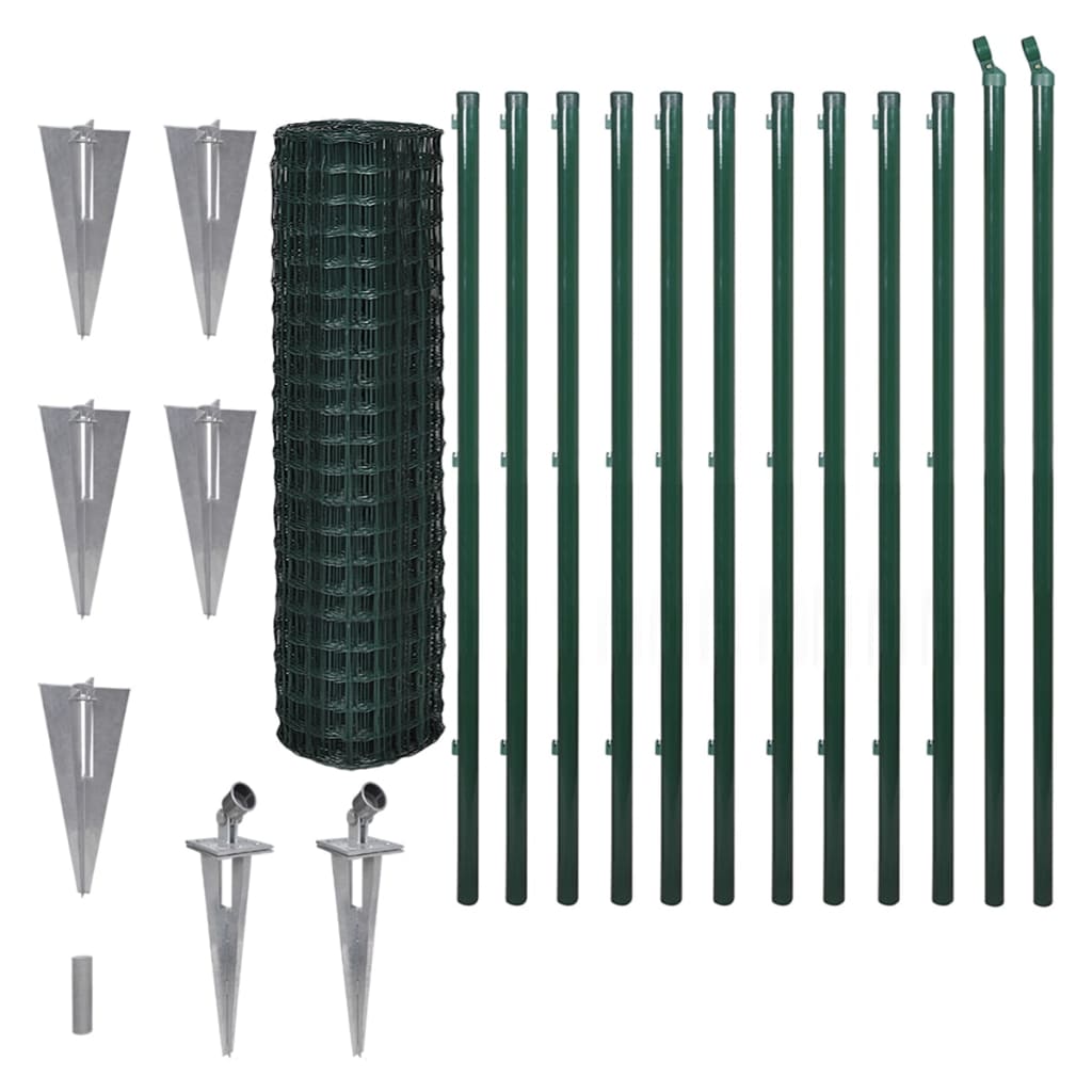 Vidaxl hek 25x1,5 m en acier vert