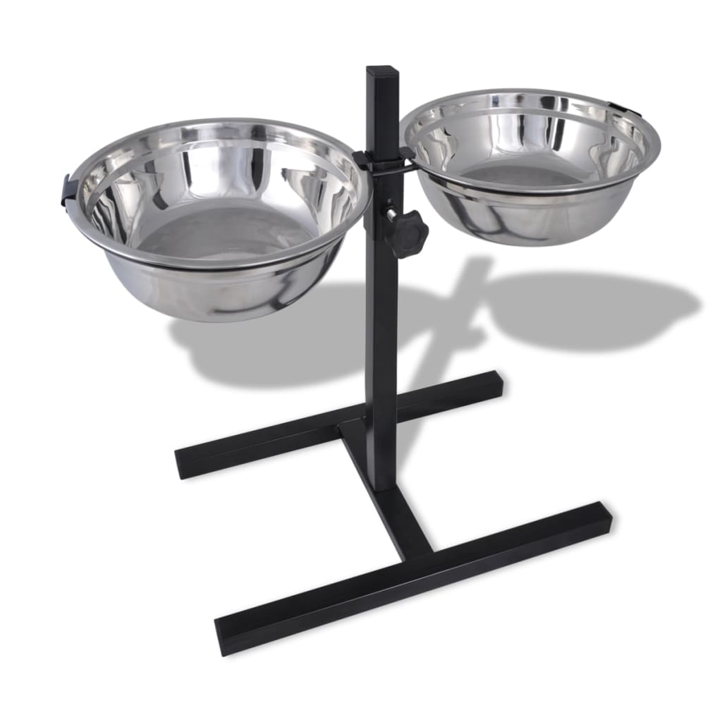 Vidaxl Alivable Double Dog Cats Cats Box (2 x 1,6 L de cuisson en acier inoxydable)
