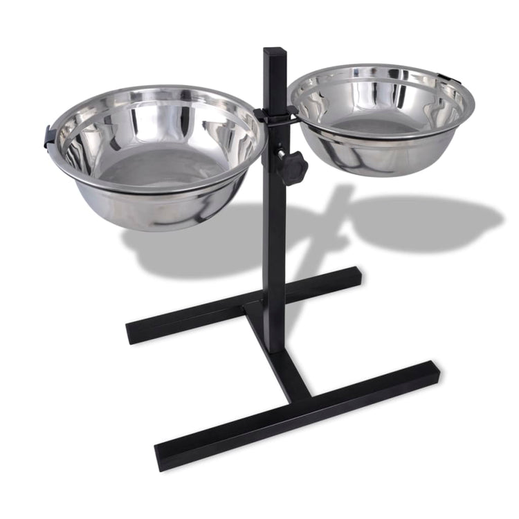 Vidaxl Alivable Double Dog Cats Cats Box (2 x 1,6 L de cuisson en acier inoxydable)