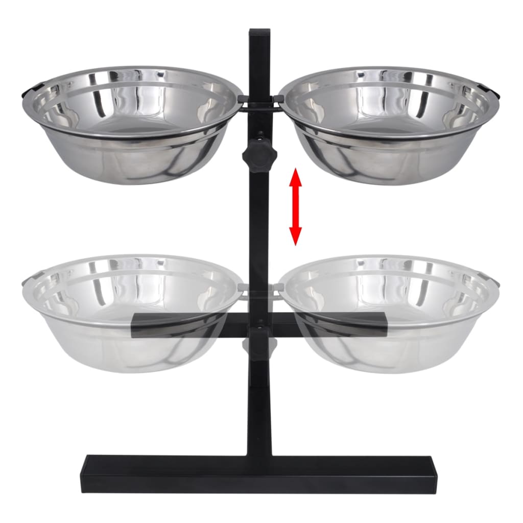 Vidaxl Alivable Double Dog Cats Cats Box (2 x 1,6 L de cuisson en acier inoxydable)