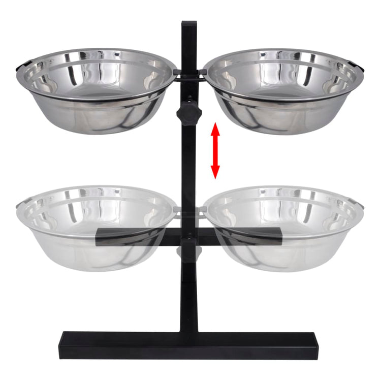 Vidaxl Alivable Double Dog Cats Cats Box (2 x 1,6 L de cuisson en acier inoxydable)