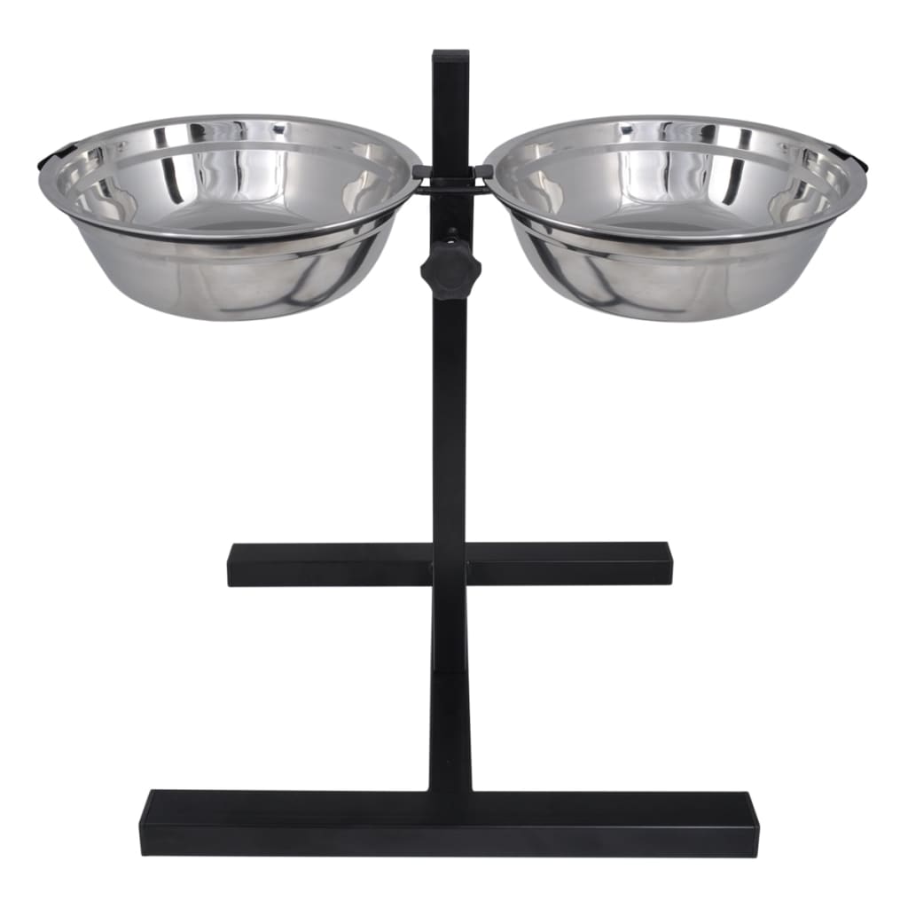 Vidaxl Alivable Double Dog Cats Cats Box (2 x 1,6 L de cuisson en acier inoxydable)