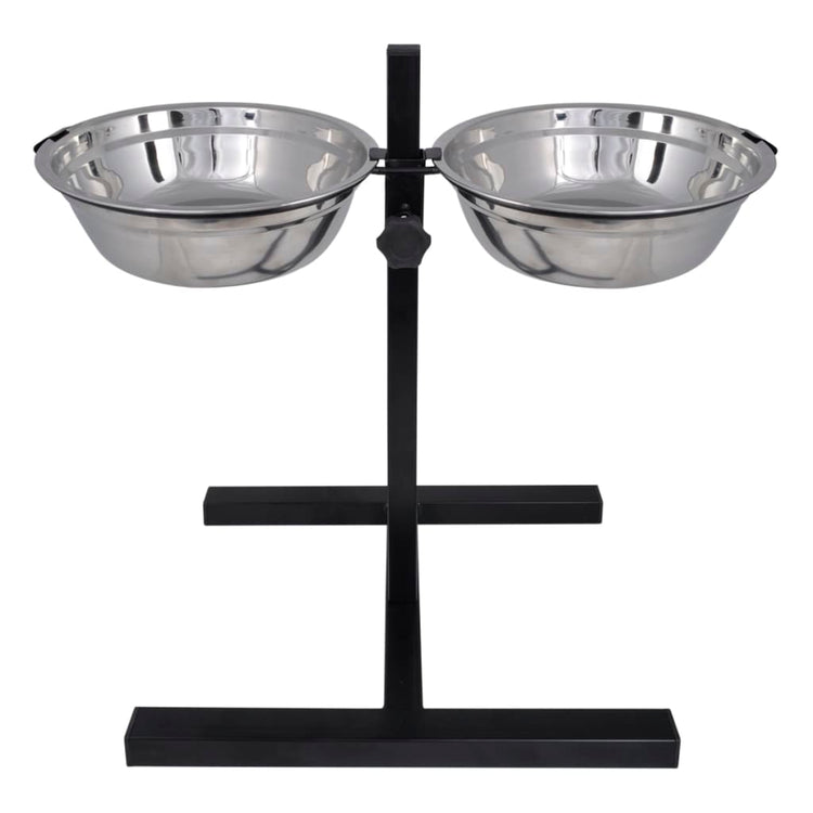 Vidaxl Alivable Double Dog Cats Cats Box (2 x 1,6 L de cuisson en acier inoxydable)
