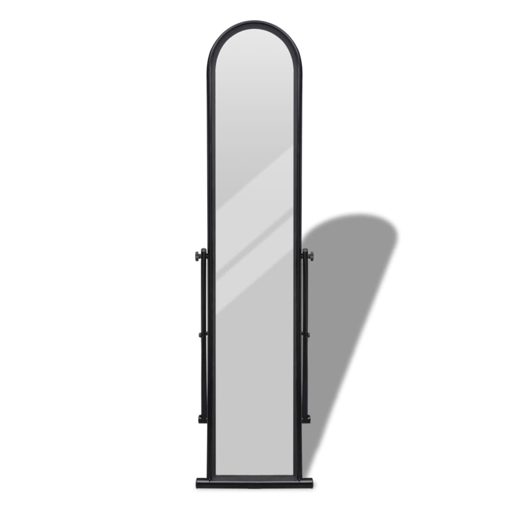 Vidaxl Miroir de plancher autoportant avec noir rectangulaire noir