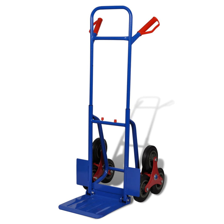 Vidaxl Hand Truck pliable avec 6 roues bleues