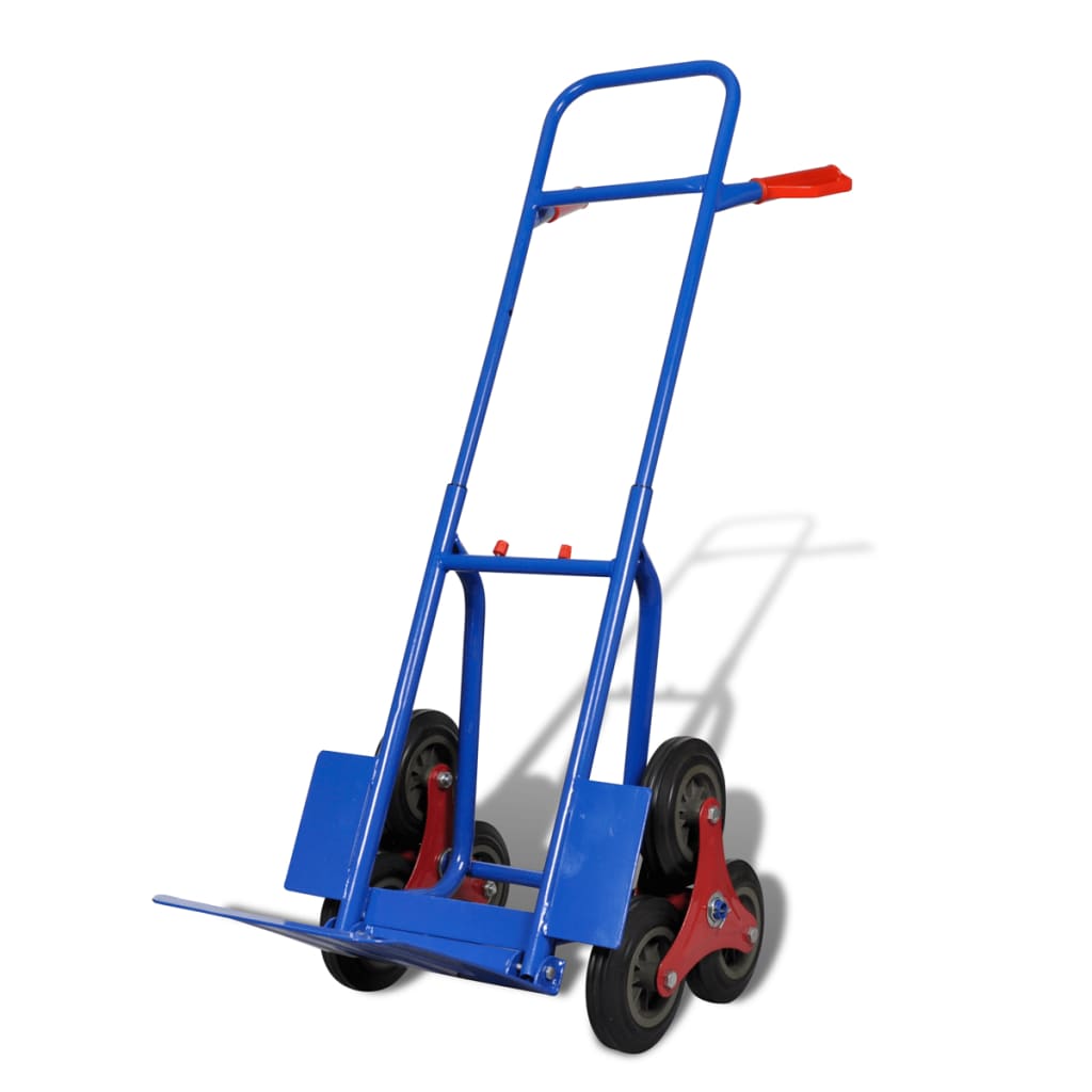 Vidaxl Hand Truck pliable avec 6 roues bleues